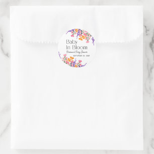 Baby in Bloom Lebendige Frühlingsblumen Babydusche Runder Aufkleber