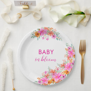 Baby in Bloom leuchtende sommerliche Blumenshower Pappteller