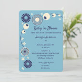 Baby in Bloom Light Blue Boy Baby Dusche Einladung (Stehend Vorderseite)