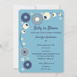 Baby in Bloom Light Blue Boy Baby Dusche Einladung