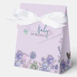 Baby in Bloom Lila Blumenbaby Dusche Party Geschenkschachtel