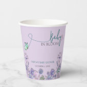 Baby in Bloom Lila Blumenbaby Dusche Party Pappbecher (Vorderseite)