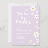 Baby in Bloom lila Daisy Kinderdusche Einladung (Vorderseite)
