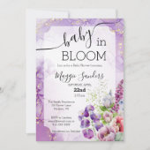 Baby in Bloom Lila Floral Baby Dusche Einladung (Vorderseite)