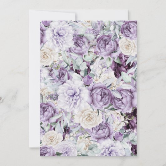 Baby in Bloom Lila Floral Moderne Babydusche Einladung (Rückseite)