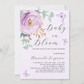 Baby in Bloom lila Rose Schmetterling Kinderdusche Einladung (Vorderseite)