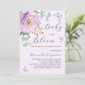 Baby in Bloom lila Rose Schmetterling Kinderdusche Einladung (Stehend Vorderseite)