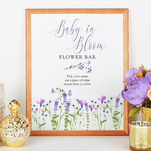 Baby in Bloom Lila Wildblume Blume Bar Poster