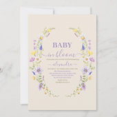 Baby in Bloom Lila Wildblume Kinderdusche Einladung (Vorderseite)