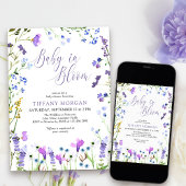 Baby in Bloom Lila Wildblume Kinderdusche Einladung