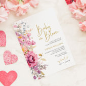 Baby in Bloom Lila Wildblumen Kinderdusche Einladung