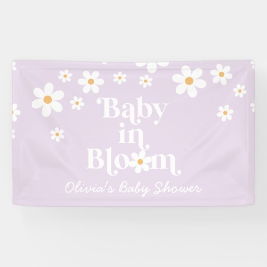 Baby in Bloom Lilac Daisy Boho Duschbanner Banner (Horizontal)