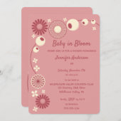 Baby in Bloom Mauve Pink Girl Babydusche Einladung (Vorne/Hinten)