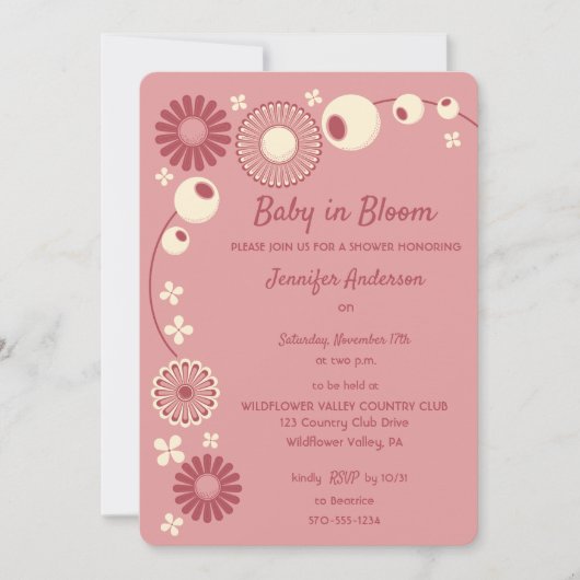 Baby in Bloom Mauve Pink Girl Babydusche Einladung (Vorderseite)