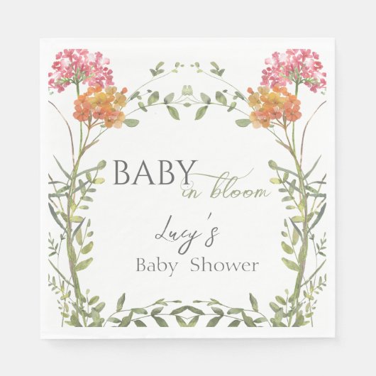 Baby in Bloom Meadow Flowers Watercolor Serviette (Vorderseite)