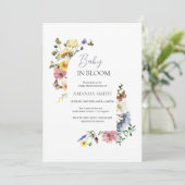 Baby in Bloom Meadow Wildblumen Dusche Einladung (Stehend Vorderseite)