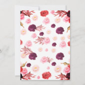 Baby in Bloom mit Burgundy Dusty Pink Wasserfarbe Einladung (Rückseite)