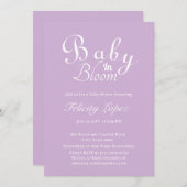 Baby in Bloom Modernes Lila Einladung (Vorne/Hinten)