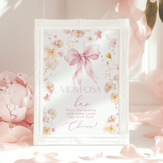 Baby in Bloom Momosa Bar Pink Bow Poster