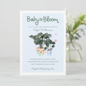 Baby in Bloom Mutter & Baby Boy Potted Pflanze Einladung (Stehend Vorderseite)
