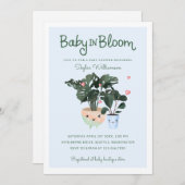 Baby in Bloom Mutter & Baby Boy Potted Pflanze Einladung (Vorne/Hinten)