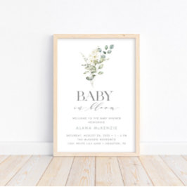 Baby in Bloom Neutral Baby Dusche Willkommen Poster