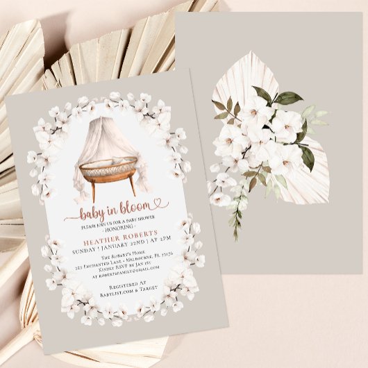 Baby in Bloom Neutral Floral Baby Shower Einladung