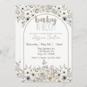 Baby in Bloom-neutralen Tönen Babydusche Einladung (Vorne/Hinten)