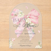 Baby in Bloom Niedlich Floral Pink Bow Babydusche Acryleinladungen (Vorderseite)
