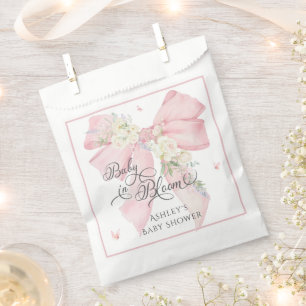 Baby in Bloom Niedlich Floral Pink Bow Babydusche Geschenktütchen