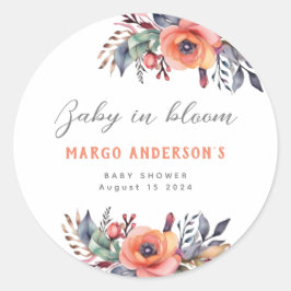Baby in Bloom Niedlich Peach Garden Rustikal Runder Aufkleber