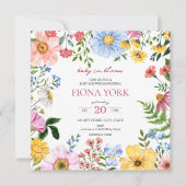 Baby in Bloom | Niedliche Wildblume Kinderdusche Einladung (Vorderseite)