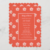 Baby in Bloom Orange Pink Blütenmädchen Kinderdusc Einladung (Vorne/Hinten)