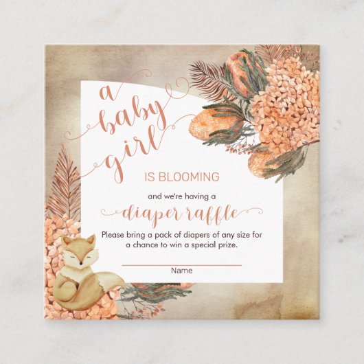 Baby in Bloom Palm Blätter Hydrangeas Diaper Raffl Begleitkarte (Vorderseite)