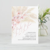 Baby in Bloom Pampas Grass Baby Girl Shower Einladung (Stehend Vorderseite)