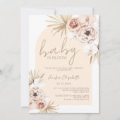 Baby in Bloom Pampas Grass Boho Babydusche Einladung (Vorderseite)