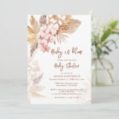 Baby in Bloom Pampas Grass Boho Girl Baby Shower Einladung (Stehend Vorderseite)