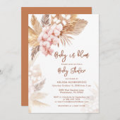 Baby in Bloom Pampas Grass Boho Girl Baby Shower Einladung (Vorne/Hinten)