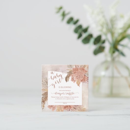 Baby in Bloom Pampas Grass Hydrangea Windelwindung Begleitkarte (Stehend Vorderseite)