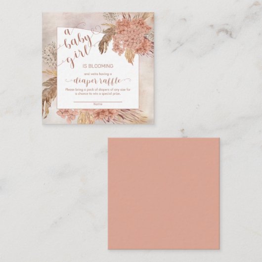 Baby in Bloom Pampas Grass Hydrangea Windelwindung Begleitkarte (Vorne/Hinten)