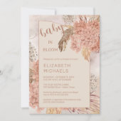 Baby in Bloom Pampas Grass und Hydrangeas Dusche Einladung (Vorderseite)
