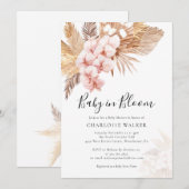 Baby in Bloom Pampas Pink Floral Fall Dusche Einladung (Vorne/Hinten)