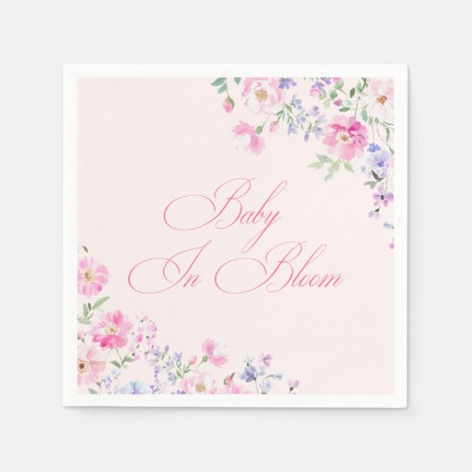Baby In Bloom Pastel Pink Floral Baby Shower Serviette (Vorderseite)