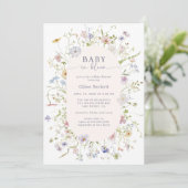 Baby in Bloom Pastel Wildblume Kinderdusche Einladung (Stehend Vorderseite)
