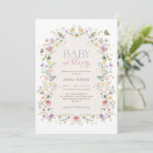 Baby in Bloom Pastel Wildblumen Kinderdusche Einladung (Stehend Vorderseite)