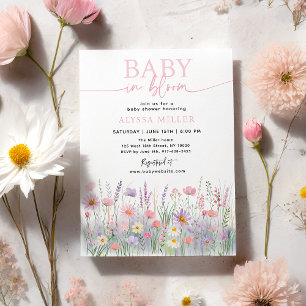 Baby in Bloom Pastel Wildblumen Kinderdusche Einladung
