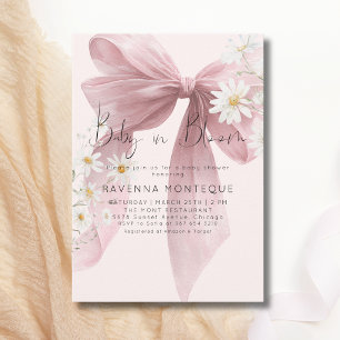 Baby in Bloom Pastell-Rosafarbenes Schleifen-Blume Einladung