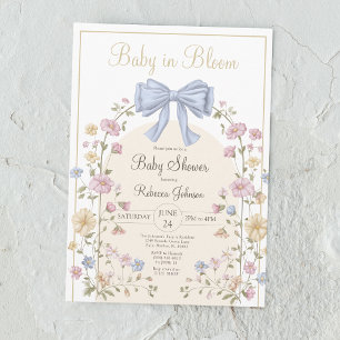 Baby In Bloom Pastell-Wildblumen-Baby-Party Einladung