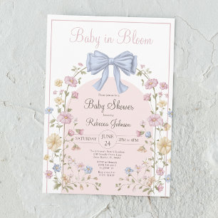 Baby In Bloom Pastell-Wildblumen-Baby-Party Einladung