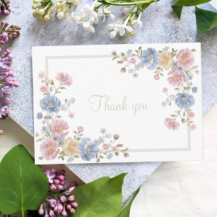 Baby In Bloom Pastell-Wildblumen-Babyparty Dankeskarte